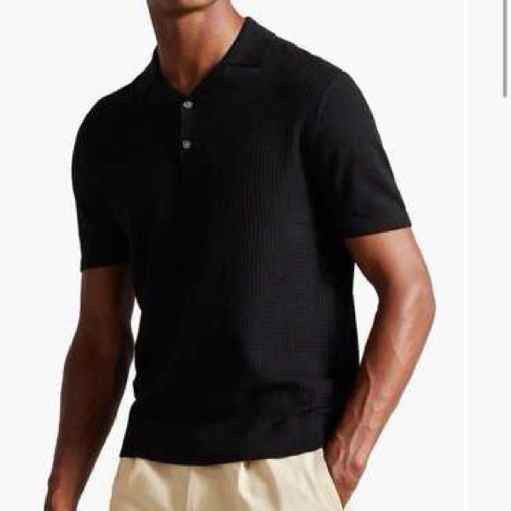 Ted Baker Men's Black woven Polo Shirt NWT